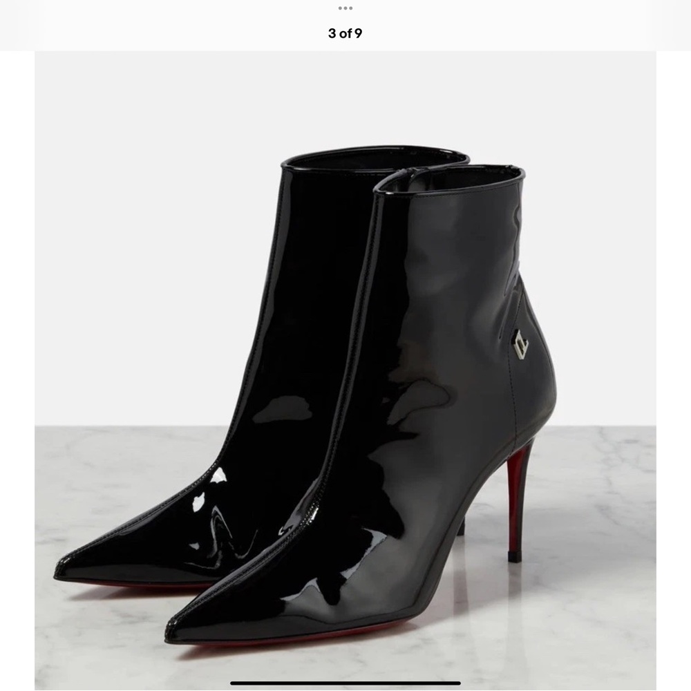 Christian Louboutin Black Patent Heeled Boots - Picture 1 of 7